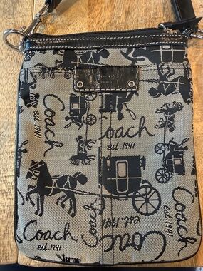 Coach Canvas Crossbody Bag in Black and Cream